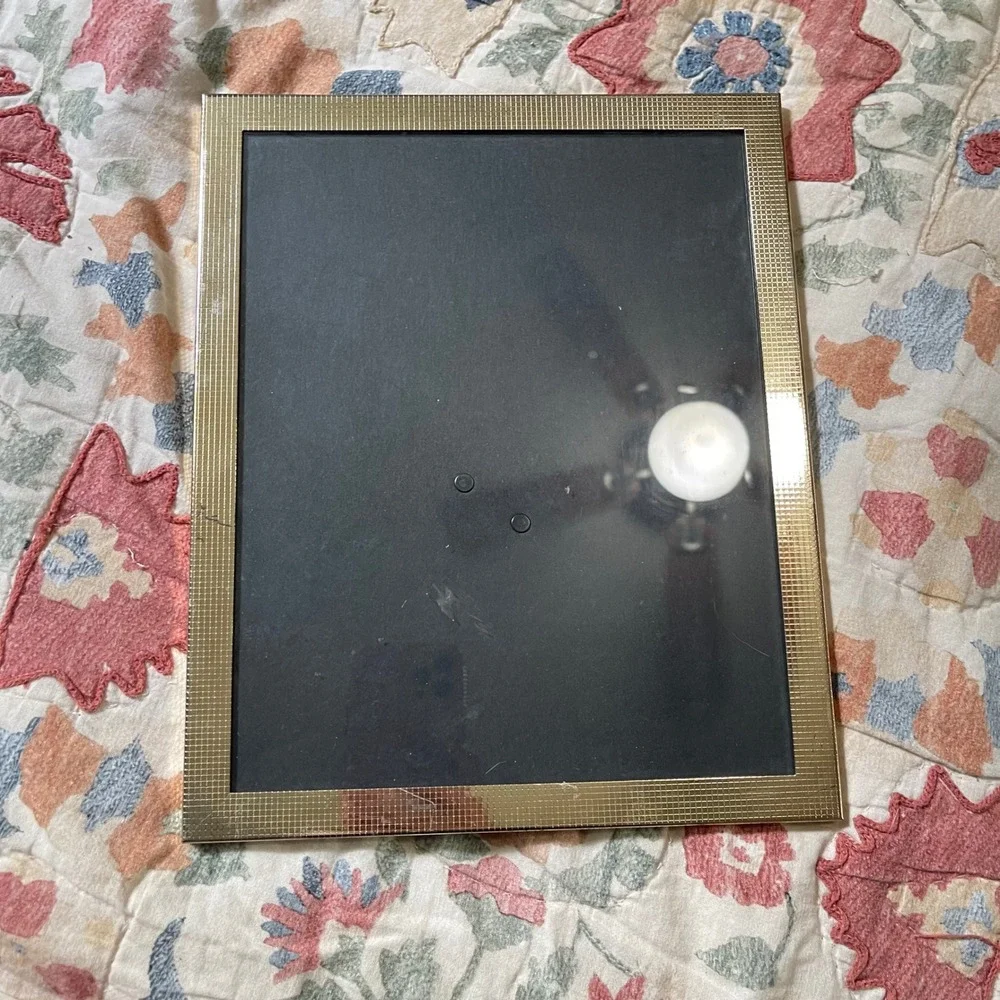 PICTURE PHOTO EASEL FRAME 8x10 Vtg silver plated Milano Gold Ornate checkered